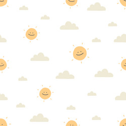 sun and clouds seamless pattern background vector image