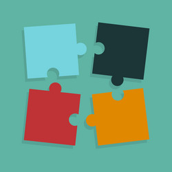 business puzzle pieces put together on green vector