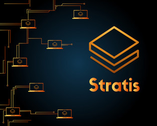 cryptocurrency stratis blockchain circuit on dark vector image