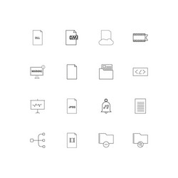 files and folders sign linear thin icons set vector image
