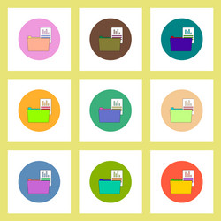 Flat icons set of file and folder concept vector