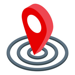 red location pin pointing inside multiple circles vector image