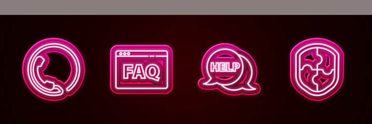 Set line telephone 24 hours support browser faq vector