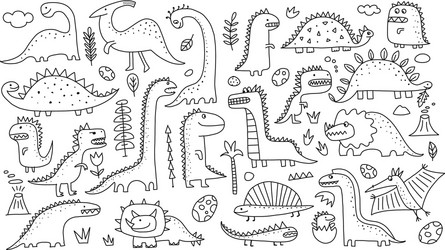 Charming Dinosaur Sketch Collection Vector Image