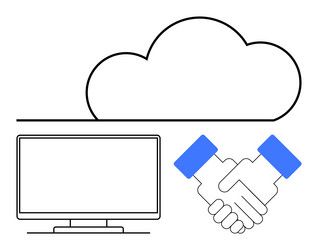 cloud computing concept with computer monitor vector image