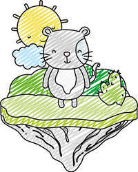 doodle male mouse animal in the float island vector