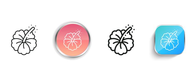 hibiscus icon thin linear regular and button vector image