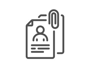 Interview documents line icon cv file attachment vector