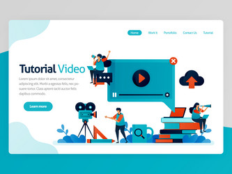 For video tutorial landing page learning platform vector