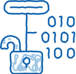 hacking binary code doodle icon hand drawn vector