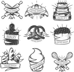 Vintage Bakery Icon Collection Vector Image