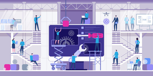 web development and coding flat vector image