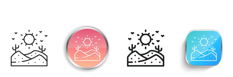 desert icon thin linear regular and button style vector image
