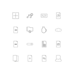 files and folders sign linear thin icons set vector image