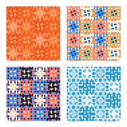 Set abstract multicolored pixels squares textured vector