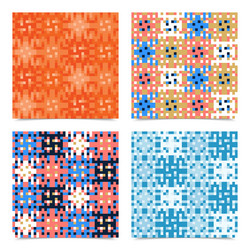 set abstract multicolored pixels squares textured vector