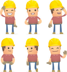 Set of builder character in different poses vector