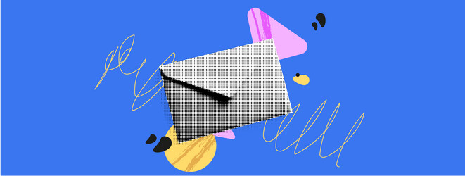 stylized envelope with abstract shapes vector image