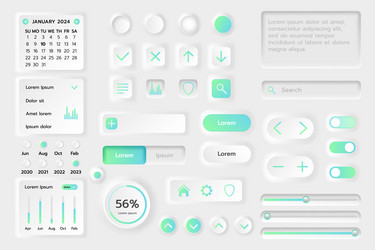 ui button kit neomorphic app isolated elements vector image