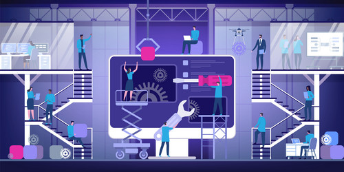 web development and coding flat vector image