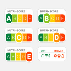 Nutri-score labels with classification letters Vector Image