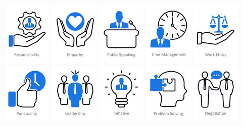 a set of 10 soft skills icons as responsibility vector image