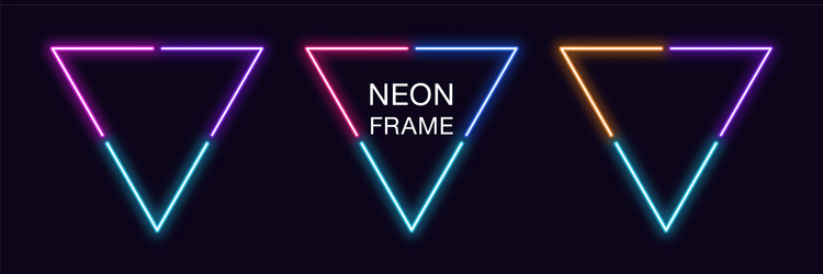 neon triangle frame set triangular border vector image