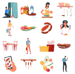 nutritions flat icons collection vector