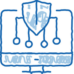 personal computer protection doodle icon hand vector