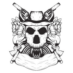 detailed line art a hunter head skull Vector Image