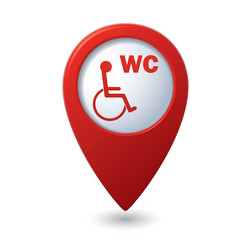 red map pointer with restroom icon vector