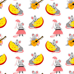 seamless pattern with cute cartoon rats Vector Image