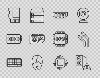 set line keyboard case of computer ram random vector image