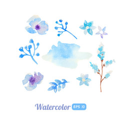 Set of watercolor floral elements vector