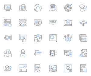 web data line icons collection scraping crawling vector