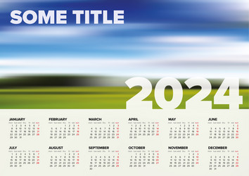 light calendar template for the year 2024 weeks vector