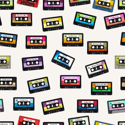 Retro old colorful audio cassettes seamless vector