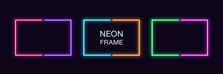 neon rectangle frame set rectangular vector image
