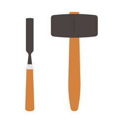 mallet and chisel flat clean icon design element vector