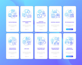 Multichannel marketing onboarding mobile app page vector