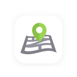navigation icon with map and mark vector image
