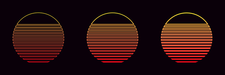 gradient circles with horizontal lines in varying vector image