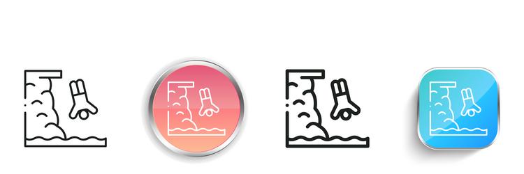high diving icon thin linear regular and button vector image