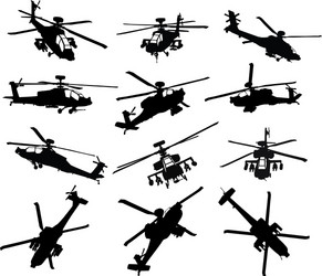 Military Helicopter Silhouettes Vector Image