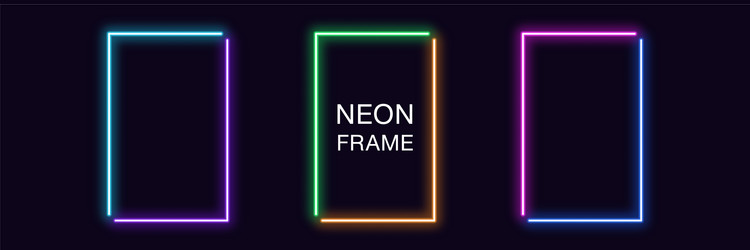 neon rectangle frame set rectangular vector image