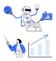 robot multitasking with balance heart and tech vector image