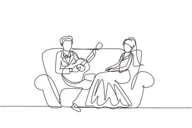 single one line drawing married couple in love vector