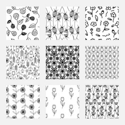 A set of floral abstract seamless patterns vector