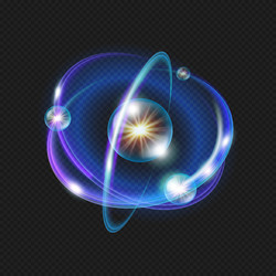atom structure with neon light effect vector image