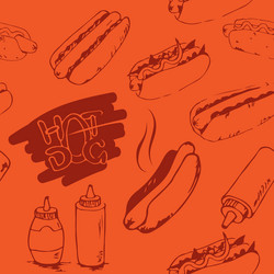 Hotdog Pattern - Sketch Style vector image